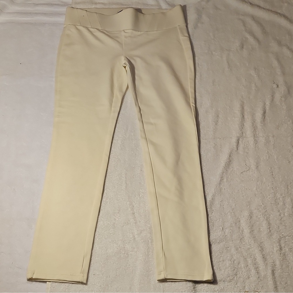 One5One Women's Beige Solid Ankle Leggings Size M Regular Viscose Nylon Spandex